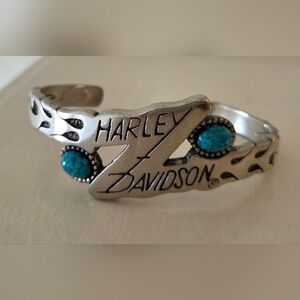 Harley Davidson Silver and Turquoise Bracelet